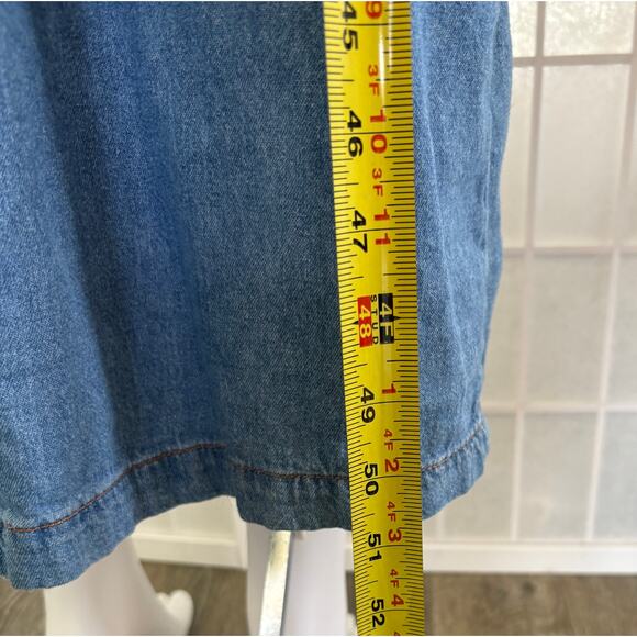 Tickets Clothing Vintage Embroidered Denim‎ Back Zip Maxi Dress Women’s Size 18T - Picture 14 of 14